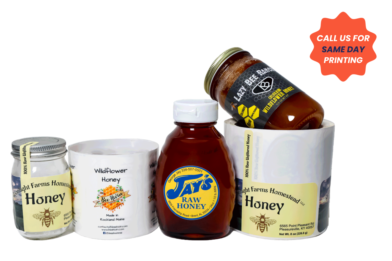 Buy Quality, Custom Honey Labels - Honey Jar Label Printing