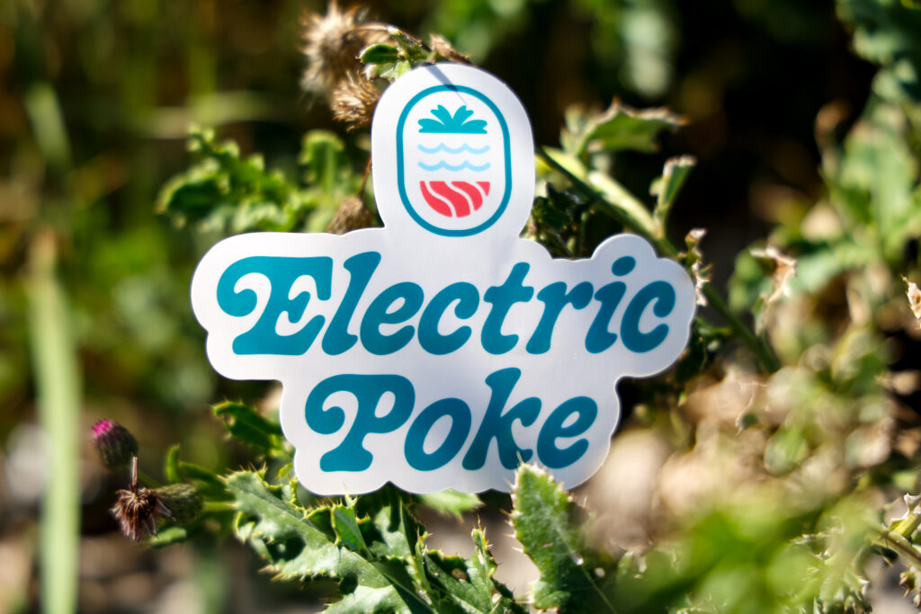 electric poke custom white bopp gloss sticker