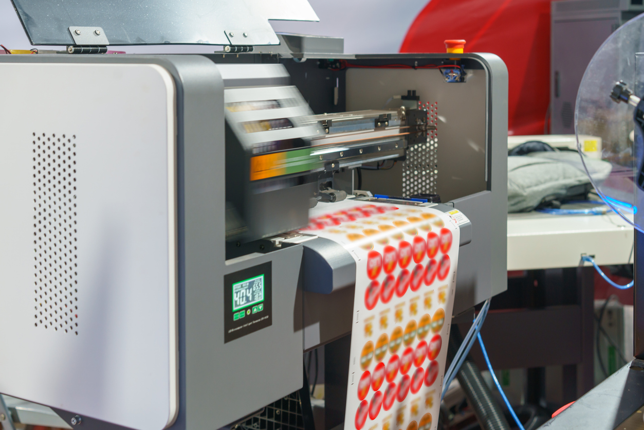 A sticker printer quickly creates colorful stickers to fulfill a wholesale label printing order